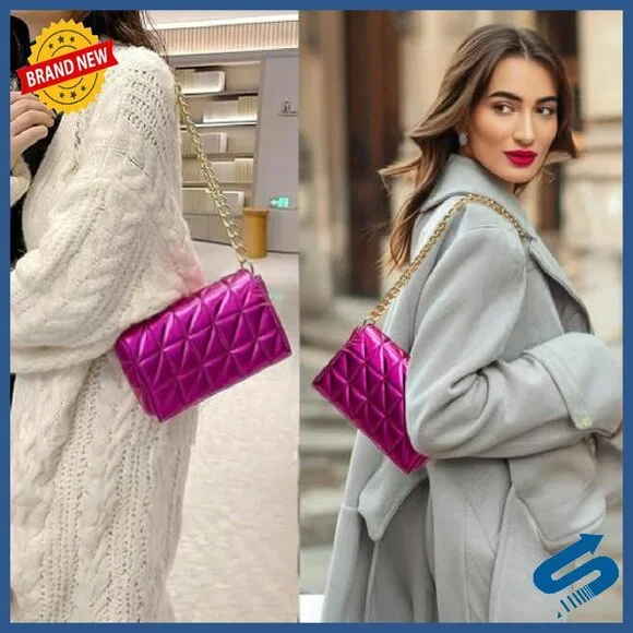 Small PU Leather Shoulder Bag Clutch with Chain Strap - Picture 6 of 8